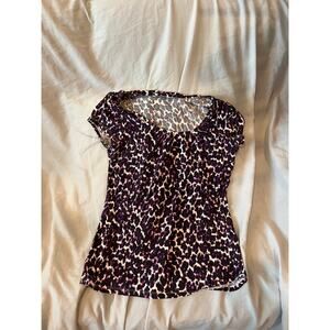 Merona Black Purple Leopard Print Top